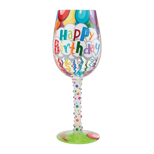 Handpainted Wine Glass - Birthday