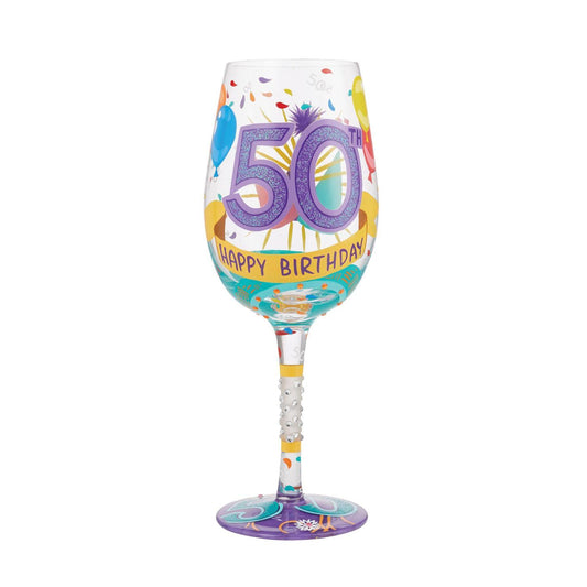 Handpainted Wine Glass -50th Birthday