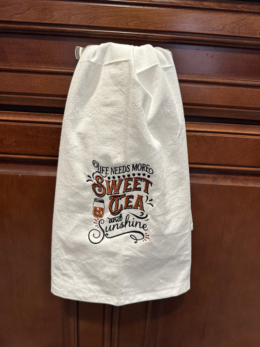 Embroidered Flour Sack Dish Towel - Sweet Tea