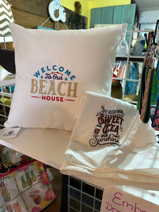 Throw Pillow - Welcome to our Beach House