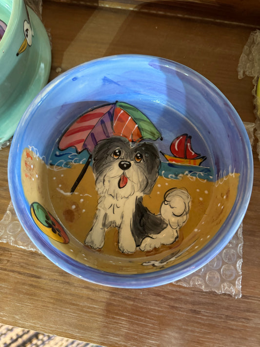 Ceramic Hand Painted Pet Bowl Shih Tzu