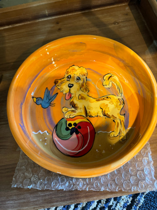 Ceramic Hand Painted Pet Bowl Golden Doodle
