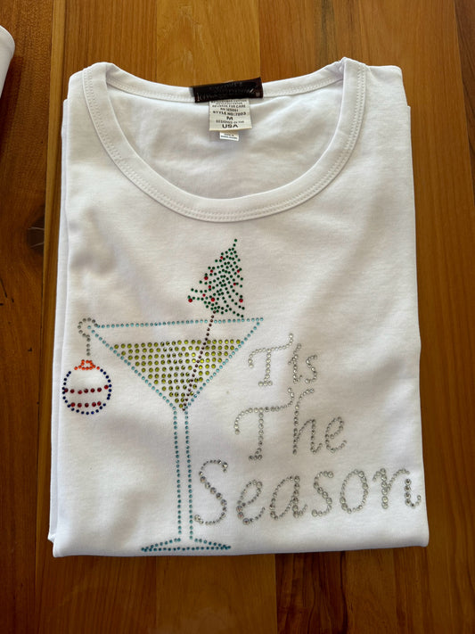 Tis The Season Rhinestone Ladies Shirt