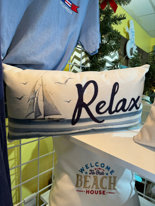Throw Pillow - Relax with Boat