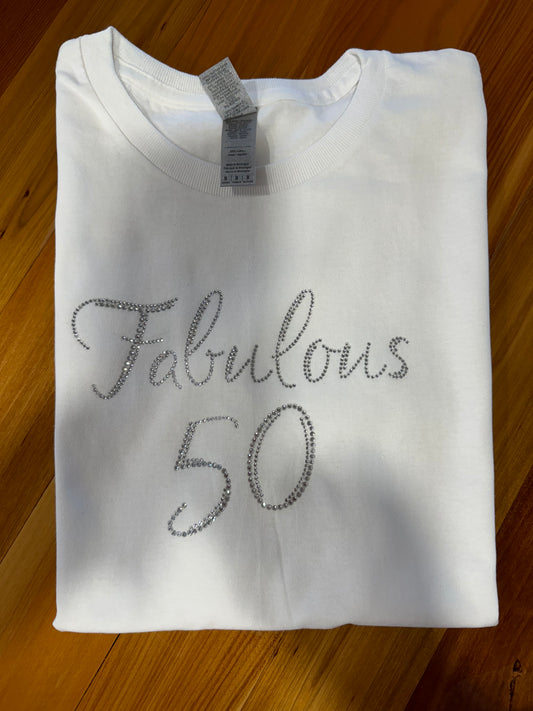 Birthday Rhinestone Ladies Shirt - 50th Birthday