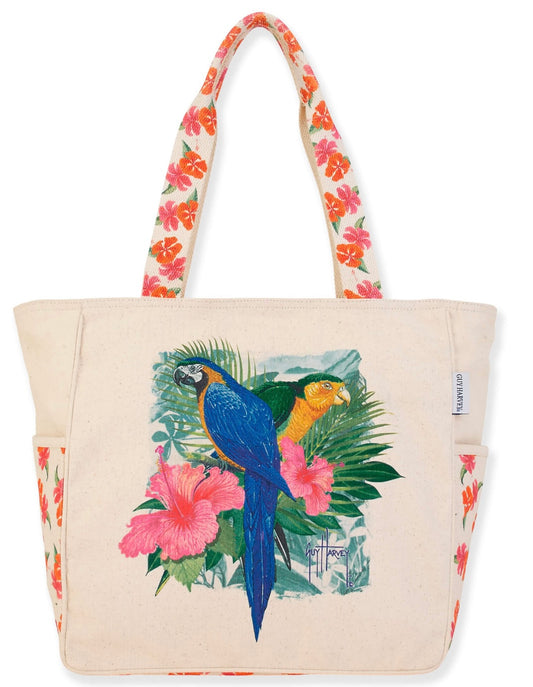 Shoulder Tote Bag - Tropical Birds